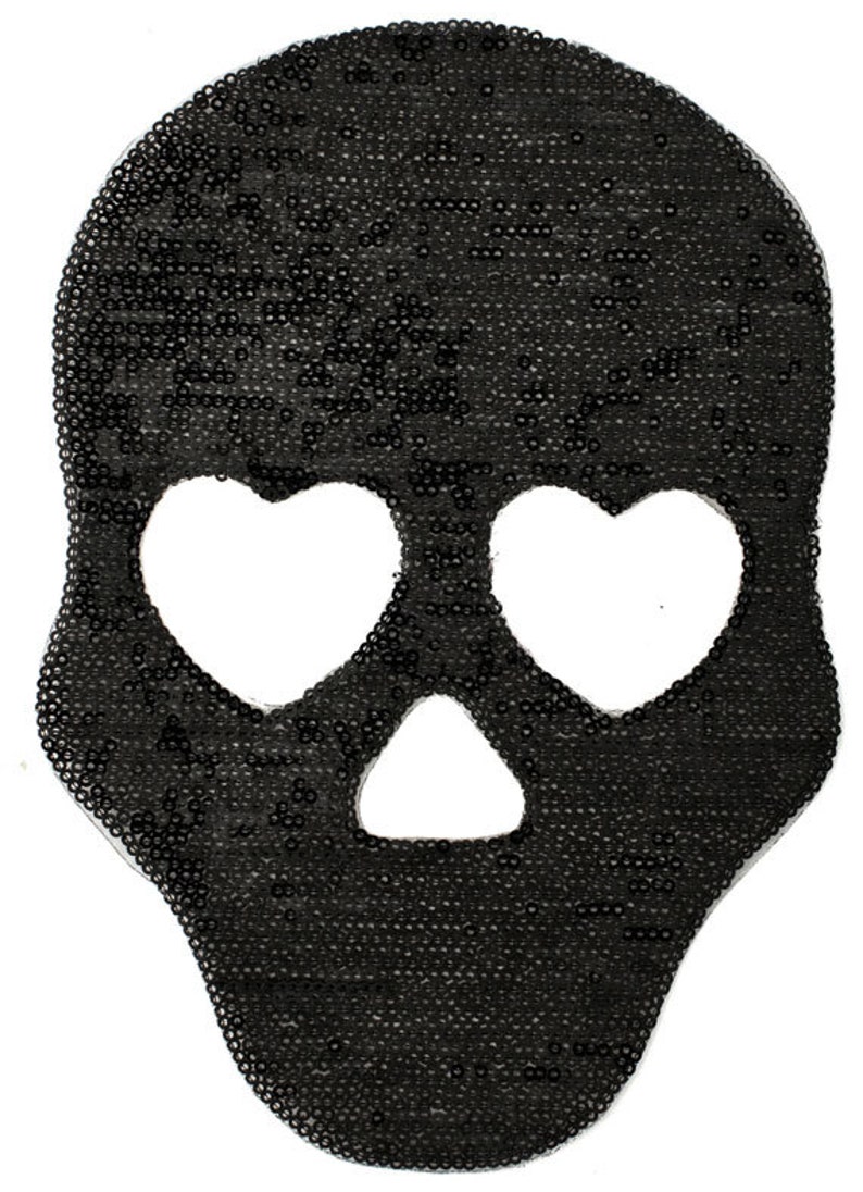 Skull Sequin Applique Patch, 9-1/8 x 6-3/8, TR-10889 image 1