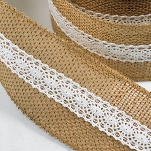 2.5 Burlap & Lace Trim by 10-yards Roll, MOR-7459 image 2