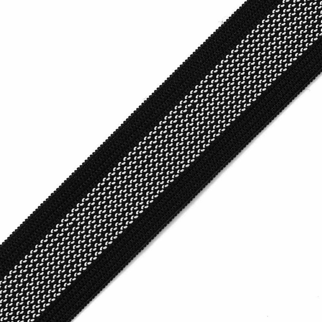 1 3/16 Inch Black and White Striped Silicone Gripper Elastic