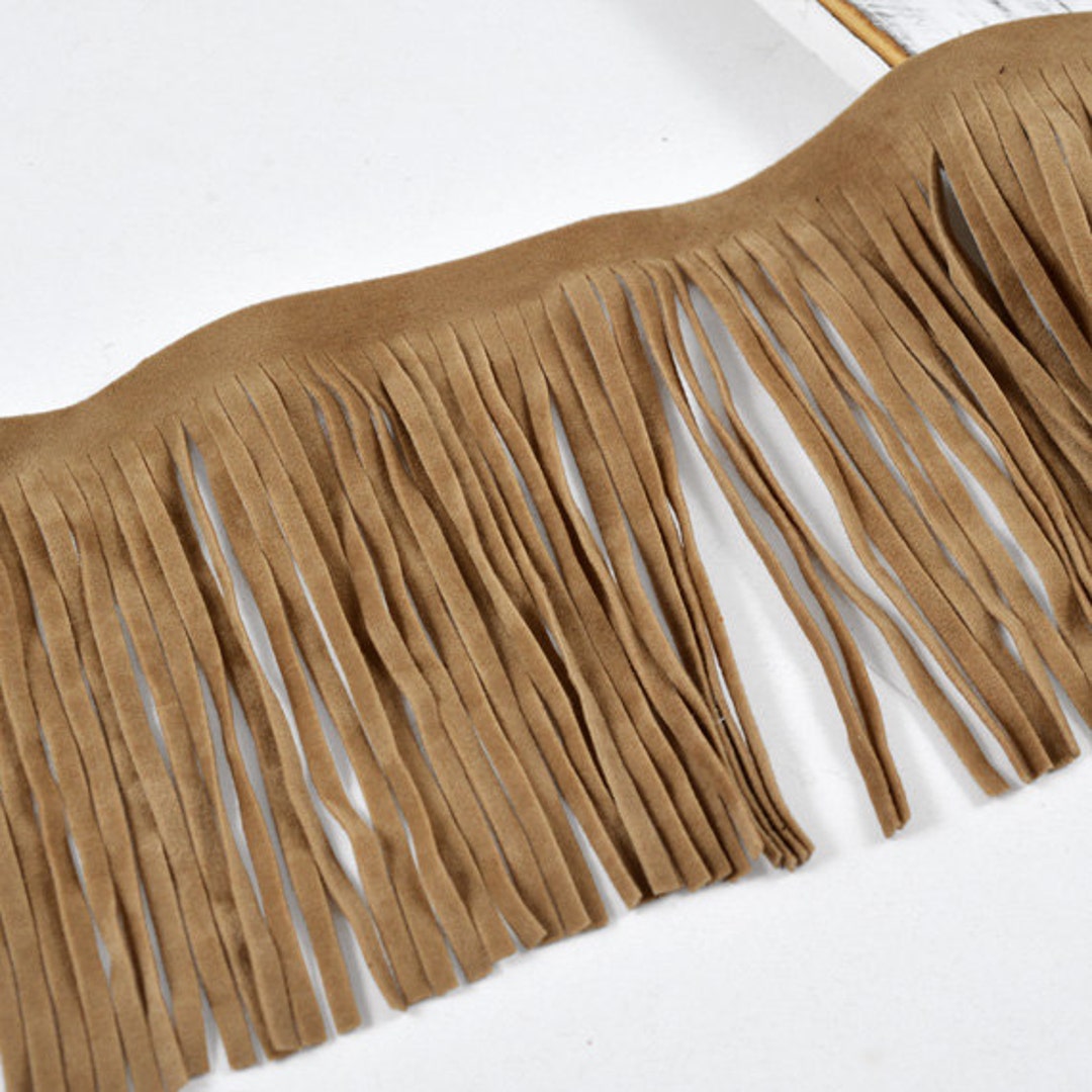 4 Long Faux Suede Fringe Trim by Yard, EXPIR6825 Etsy