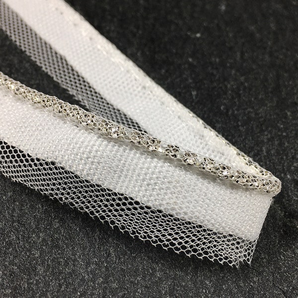 2-Yards 2mm Rhinestone Binding Cordedge Piping Mesh Covered Trim, TR-12221