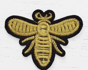Bee Embroidered Iron-On Patch, Embroidery Applique by 2 pcs, 2" X 1-5/8, TR-11661
