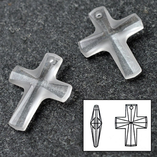 Genuine Swarovski 6860 Crystal Cross Pendant by 2-pcs, 38mm, 20mm, 12mm, Crystal, Crystal AB