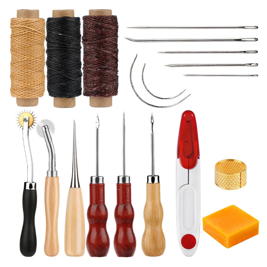 19Pcs Leather Working Tools, Leather Tooling Kit for