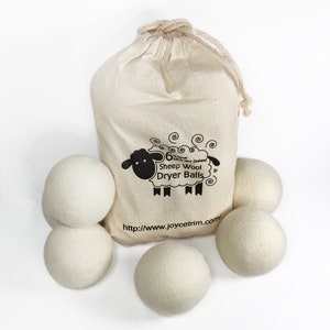 6-Pack Natural Organic Wool Dryer Balls - Reusable Premium Natural Fabric Softener for Replaces Dryer Sheets. EJ-2037