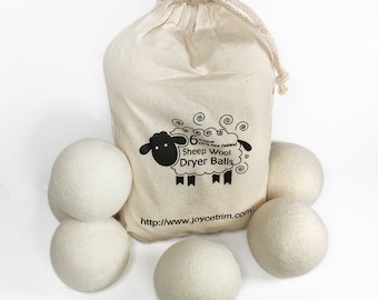 6-Pack Natural Organic Wool Dryer Balls - Reusable Premium Natural Fabric Softener for Replaces Dryer Sheets. EJ-2037