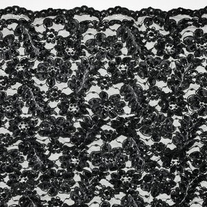 BLACK Beaded Sequin Alencon Embroidery Lace Fabric Trim 47 - Etsy