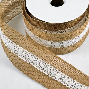 2.5 Burlap & Lace Trim by 10-yards Roll, MOR-7459 image 4