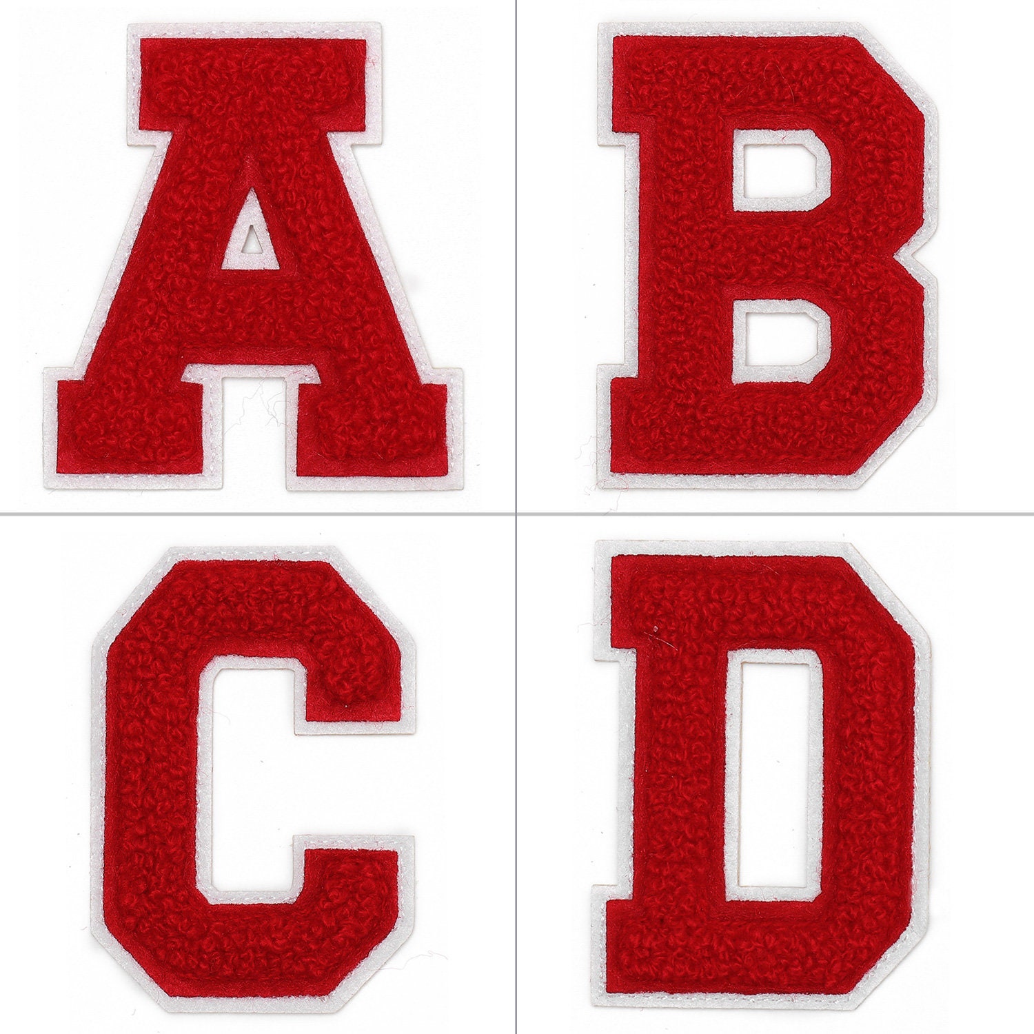 Chenille Stitch Varsity Iron-On Patch by pc, 4-1/2, Red/White, TR-11648  (Letter S) 