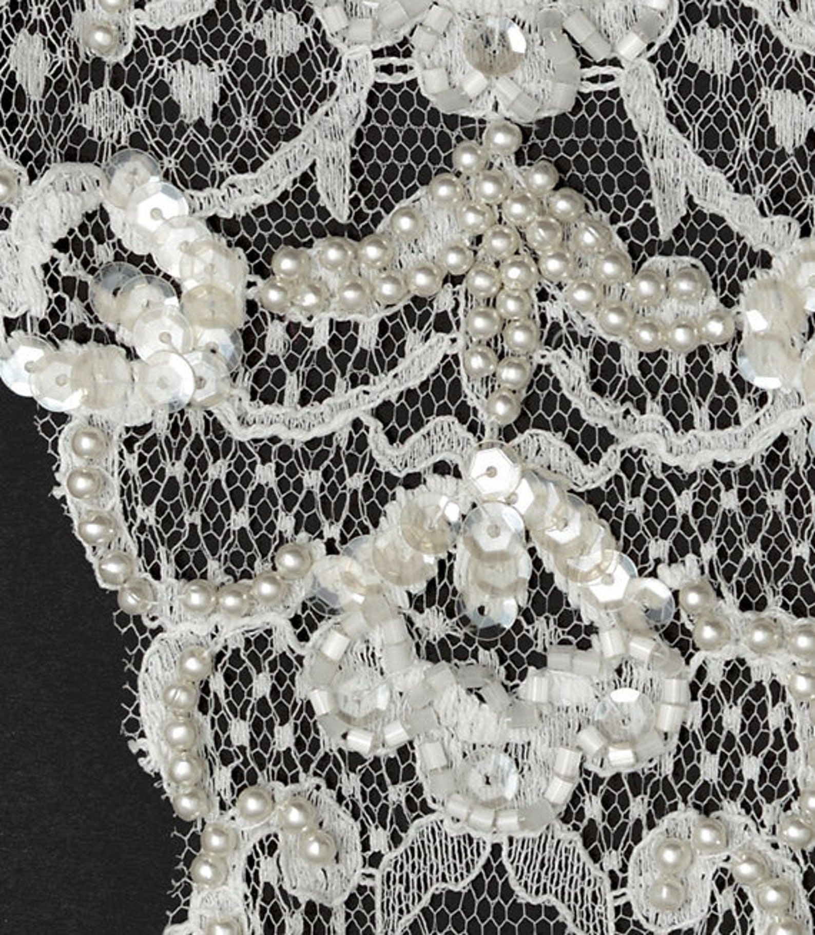Pearl Beaded Sequin Neckline Applique Bridal Applique Etsy
