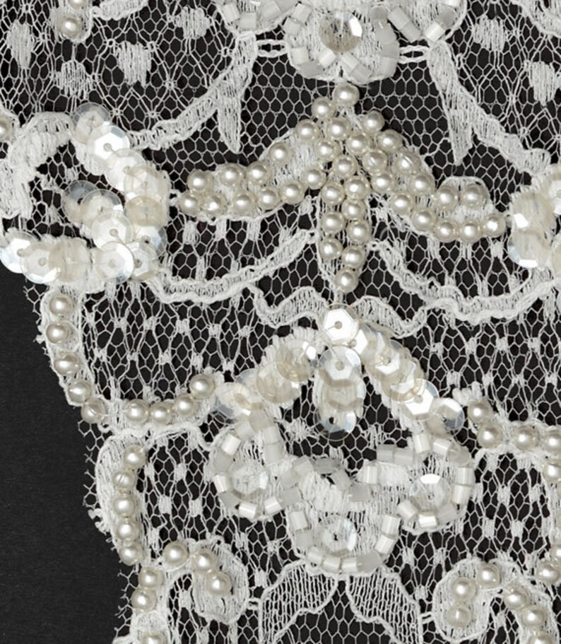 Pearl Beaded Sequin Neckline Applique Bridal Applique Etsy