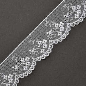 Flower Embroidered tulle lace Trim, 1-3/4 Inch by 1 Yard, 7 colors, STEP-3849