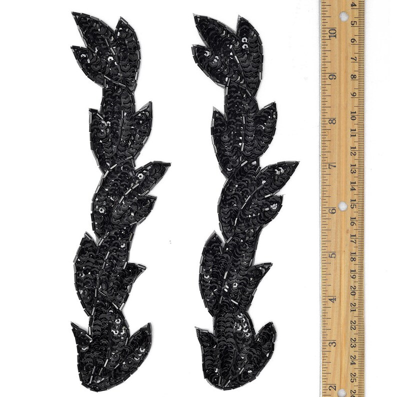 FF-FF511 2-pcs 8-12 Sequin /& Beaded Leaf Patch Applique Patch