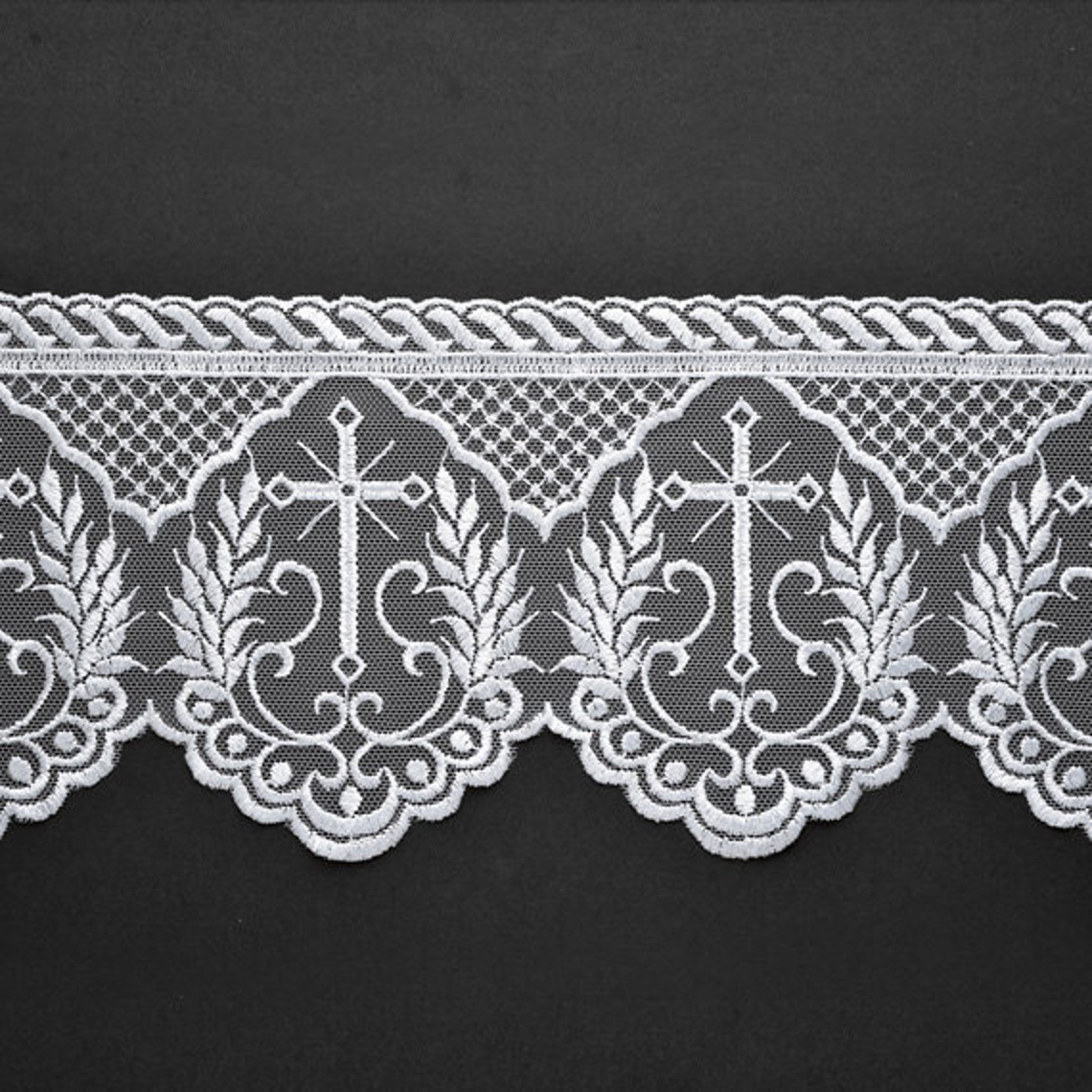 Embroidered Tulle Cross Church Lace Trim 43/4 Inch by Etsy