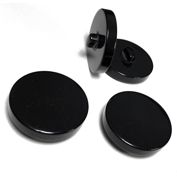 25mm Black Polyester Flat Shank Button by 3-pcs, SP-3270