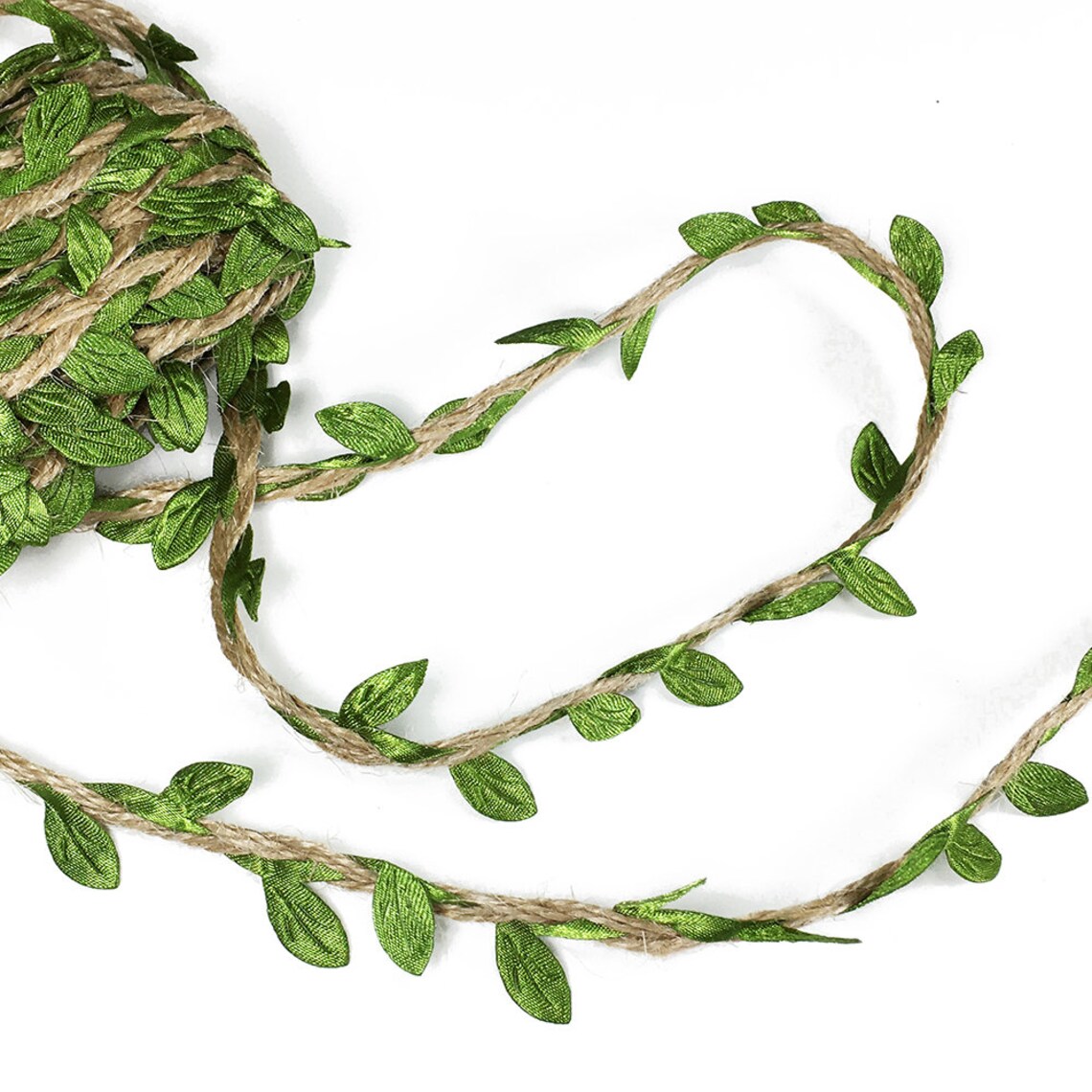 Natural Jute Twine Burlap With Artificial Vine Green Leaves Etsy