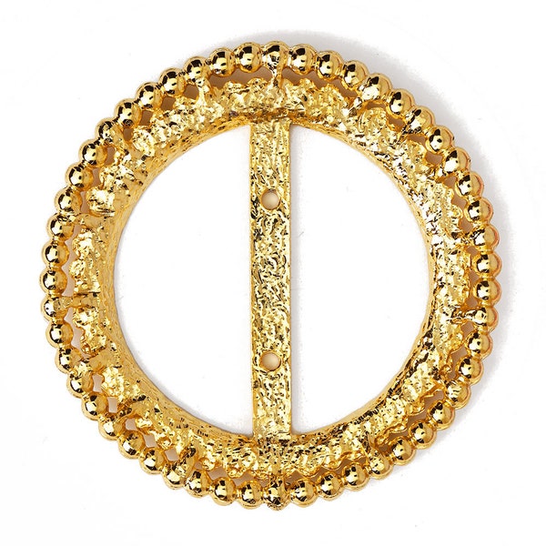 Round Metal Fashion Belt Buckle by 2-pcs, 2-1/2" diameter, Gold, Silver, LT-5491
