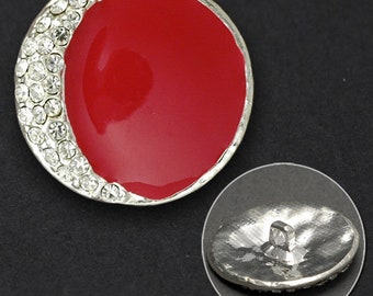 28mm Crystal Rhinestone Epoxy Button with Shank by 2 pcs, 4 Colors,  T-1522