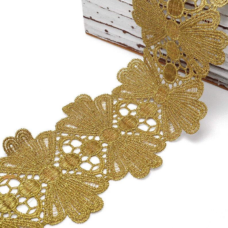 35/8 Metallic Gold Lace Trim by 1 Yard TR11902 Etsy