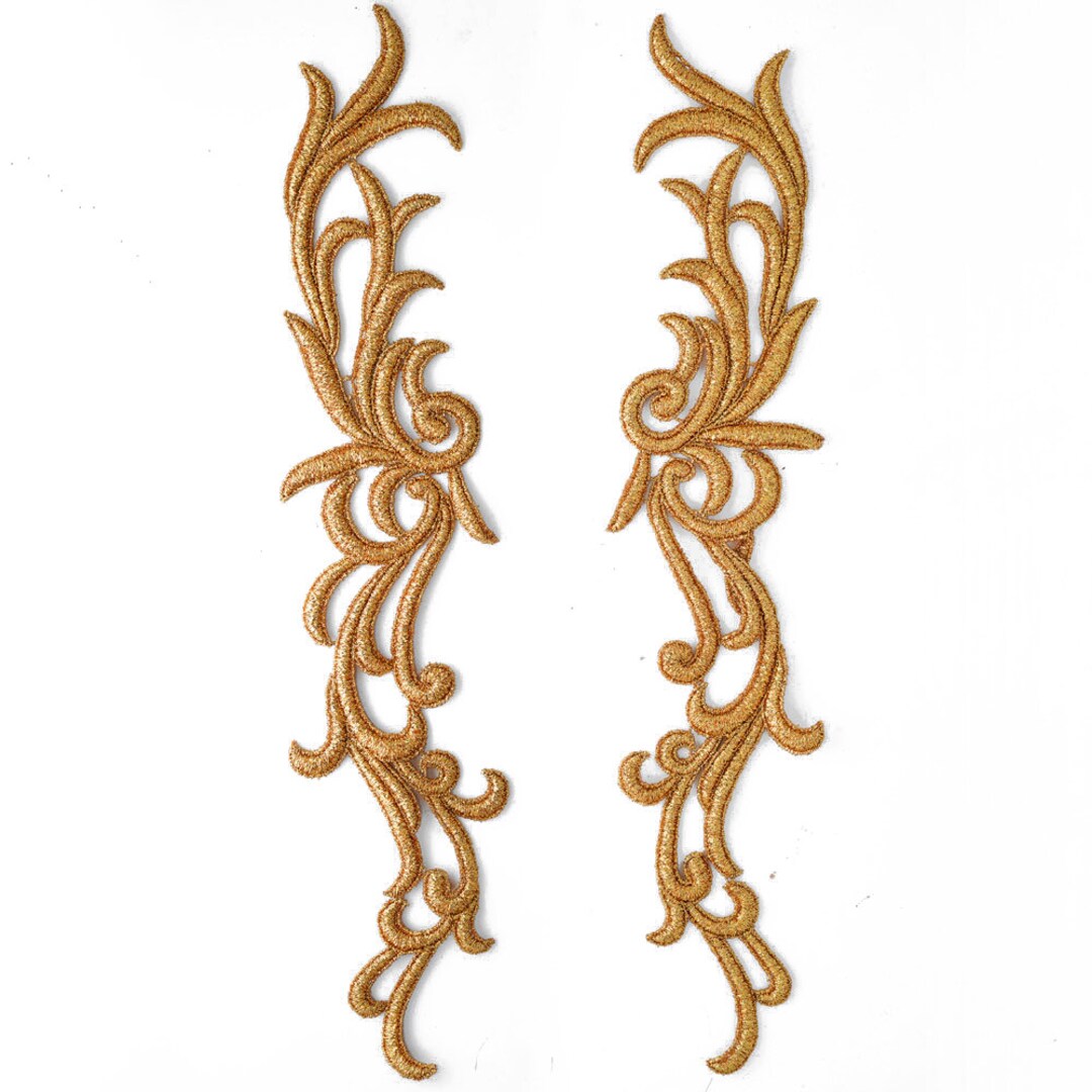 15 Long Metallic Applique by Pair, Gold, Silver, LPMX3112 Etsy