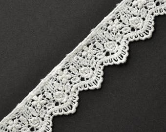 Vintage Cluny Cotton Lace Trim, 1-1/4 Inch by 1 Yard, Natural, off