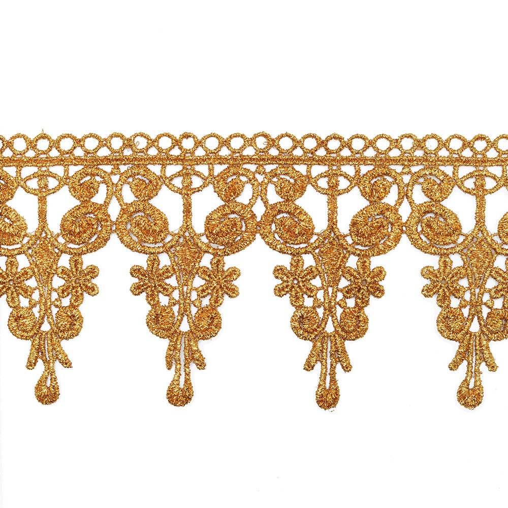 Gold Lace Trim Metallic Gold Venice Lace, Gold Venise Lace Delicately Fine  Antique Feel 5 by 1 Yard PRISCILLA 