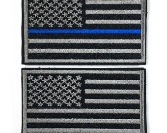 Thin Blue Line Tactical American Flag Patch Set For Military - Temu