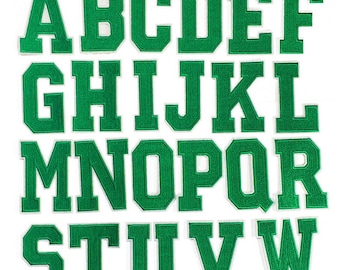 3" Embroidered Iron-On Letter Patches, Alphabet Appliques, Letter Patches for Clothing, DIY Craft, 1 pc, TR-12249 (Green)