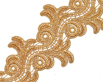 4" Metallic Lace Trim for Bridal, Costume or Jewelry, Crafts and Sewing, 1 Yard, LP-MX-4659