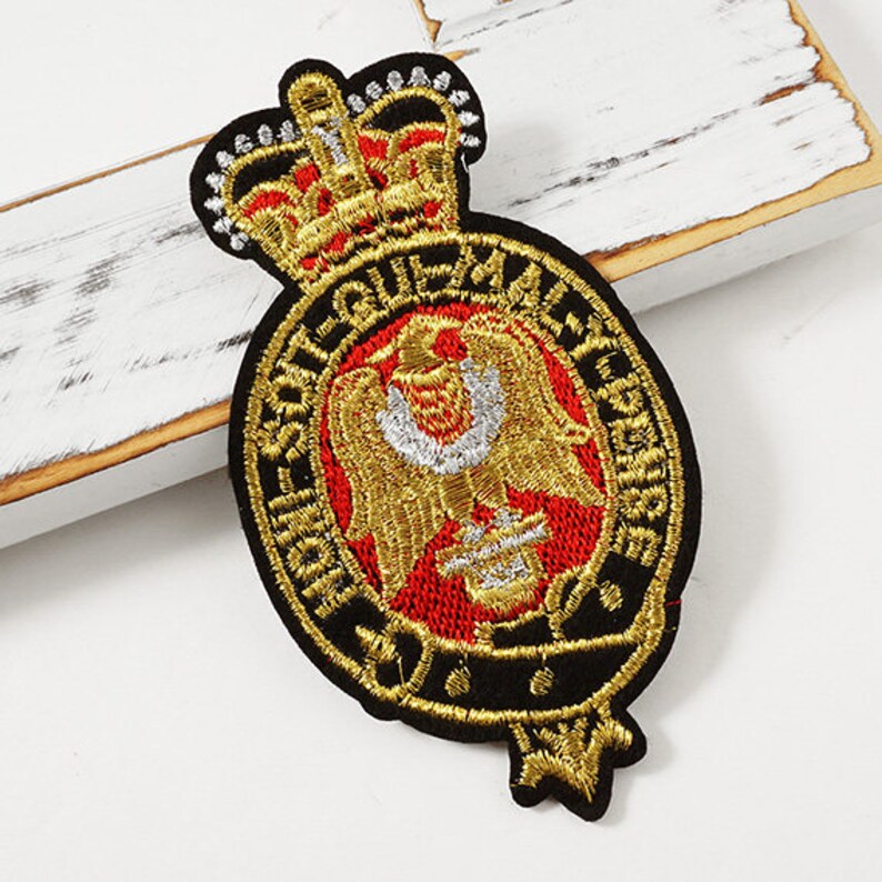 Gold Bullion Embroidered Ironon Badges Embroidery Applique Etsy