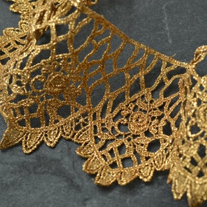 3-1/4 Inch Metallic Gold and Silver Lace Trim for Bridal, Costume or Jewelry, Crafts and Sewing by 1 Yard, LP-MX-2822