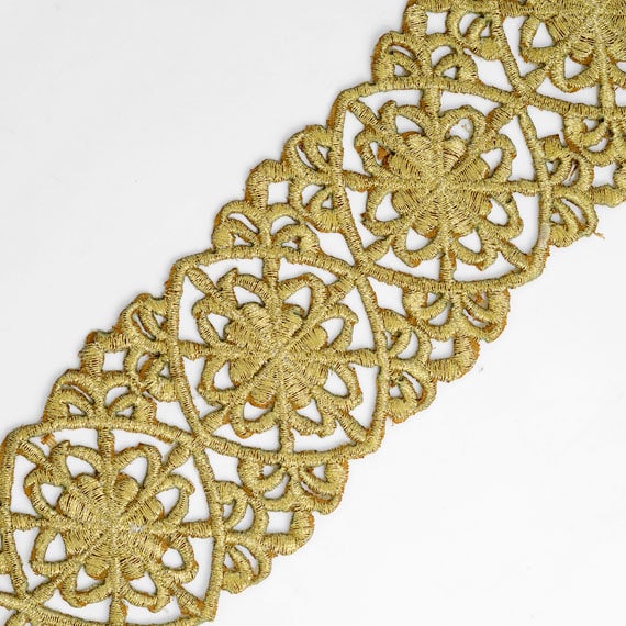 Iron on Metallic GOLD and SILVER Lace Trim for Bridal, Costume or