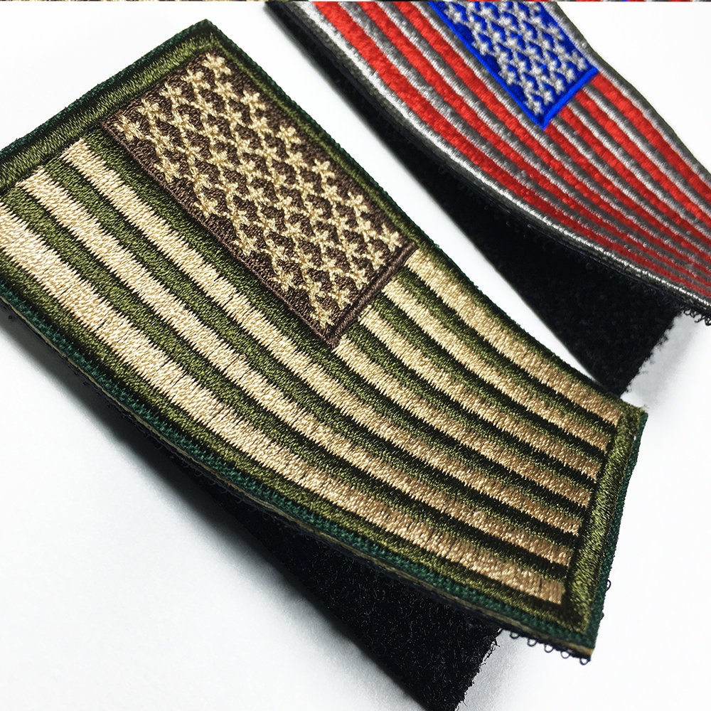 2 x USA PATCH AMERICAN FLAG TACTICAL US MORALE MILITARY DESERT FASTEN —  AllTopBargains