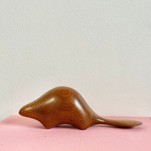 Alan Middleton Carved Walnut Beaver Sculpture - Minimalistic Mid Century Design