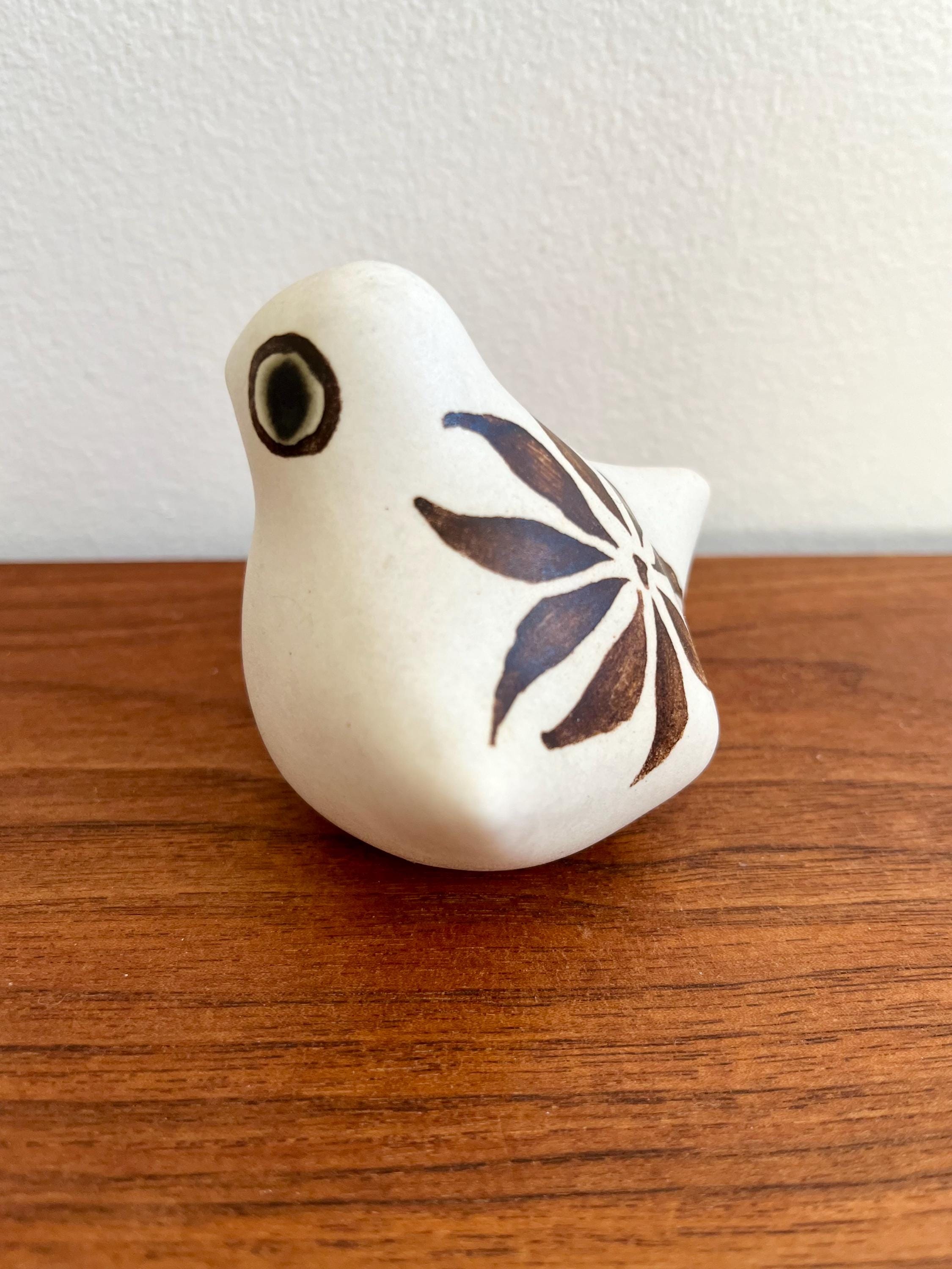 Strawberry Hill Werkshop Pottery Bird, White and Brown Glaze