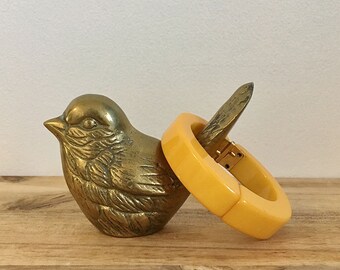 Butterscotch Yellow Bakelite Clamper Bangle Bracelet - Tested