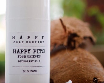 HAPPY PITS. DEODORANT. All Natural Deodorant. Aluminum Free, Palm Free, 2.8 oz