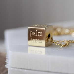 Personalised Brass Cube Necklace- Minimalist Cube Jewellery
