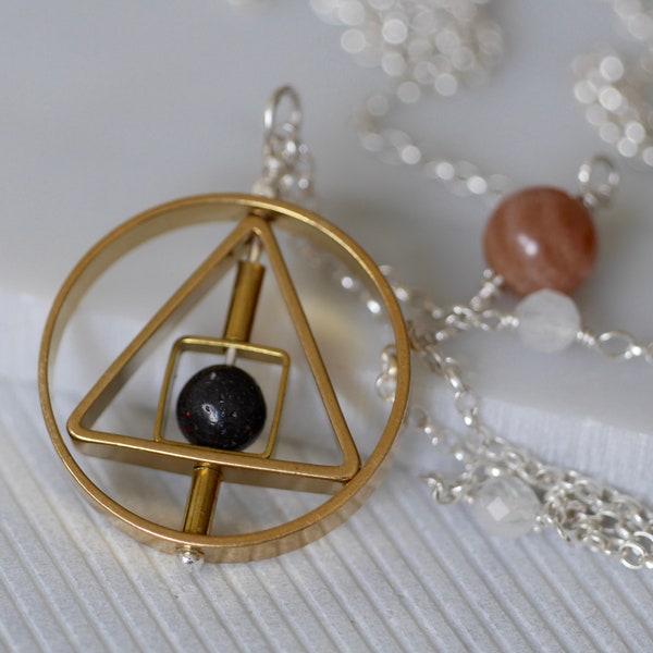 Philosopher's Stone Fidget Necklace - Jungian Psychology Alchemy Statement Jewellery