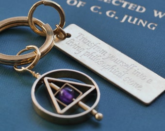 Philosopher's Stone Alchemy Jungian Psychology Personalised Keyring Unisex Birthday Gift