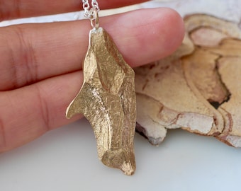 Pine Tree Bark Nugget Charm Necklace in Bronze or Sterling Silver - Jungian Necklace