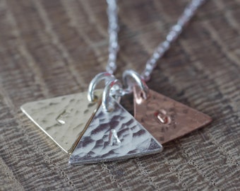 Personalised Triangle Geometric Necklace for her