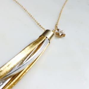 Gold and Silver Leather Tassel Necklace image 6