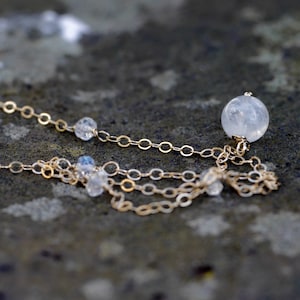 June Birthstone Rainbow Moonstone Y Necklace