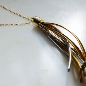 Gold and Silver Leather Tassel Necklace image 7