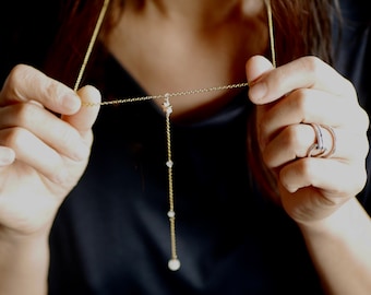 Personalised Birthstone Gold Long Y Necklace