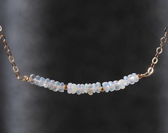 Dainty Real Ethiopian Welo Opal October Birthstone Necklace