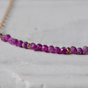 Natural Ruby July  Birthstone Gemstone Bar Necklace