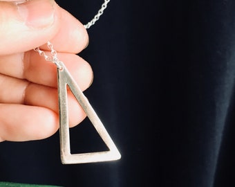 Sterling Silver Triangle Necklace: Geometric Minimalist Jewelry