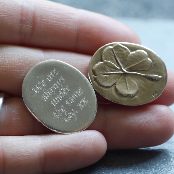 Pièce de monnaie personnalisée trèfle à quatre feuilles en argent massif et bronze